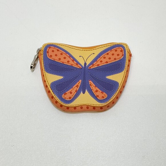 Relic Butterfly Coin Purse w/ Zipper & Key Chain Perfect Keeper 5.5 x 4 Inches - Picture 1 of 5